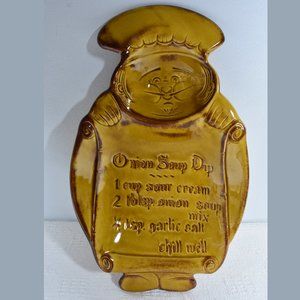 California Pottery Gold Brown Chef Onion Soup Dish